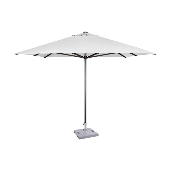 Parasol Formentera 300 x 300 cm Ezpeleta, structure anthracite, toile blanche, sans volants