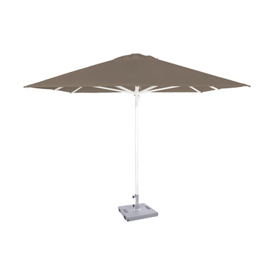 Parasol Formentera 300 x 300 cm Ezpeleta, structure blanche, toile taupe, sans volants