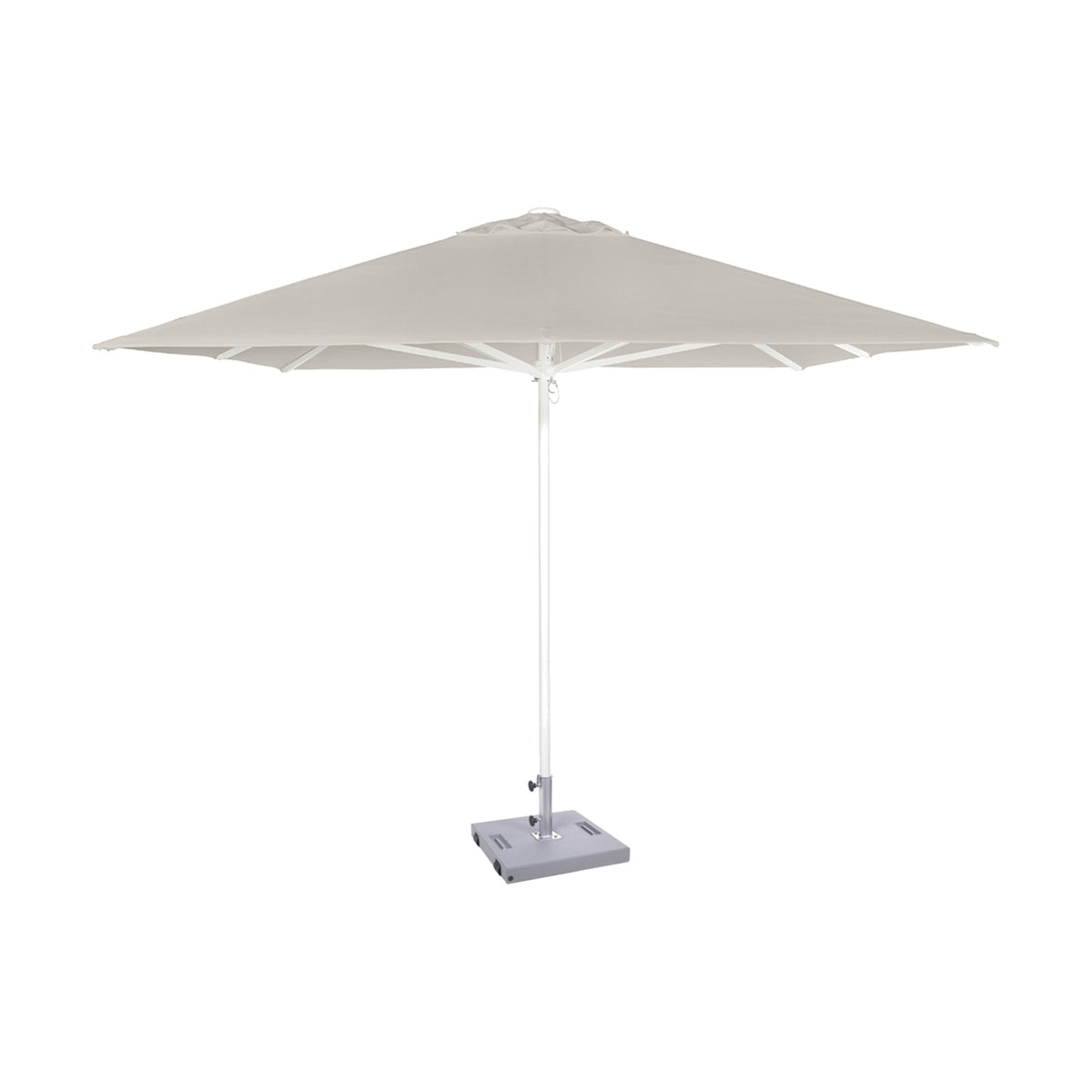 Parasol Formentera 300 x 300 cm Ezpeleta, structure blanche, toile sable, sans volants