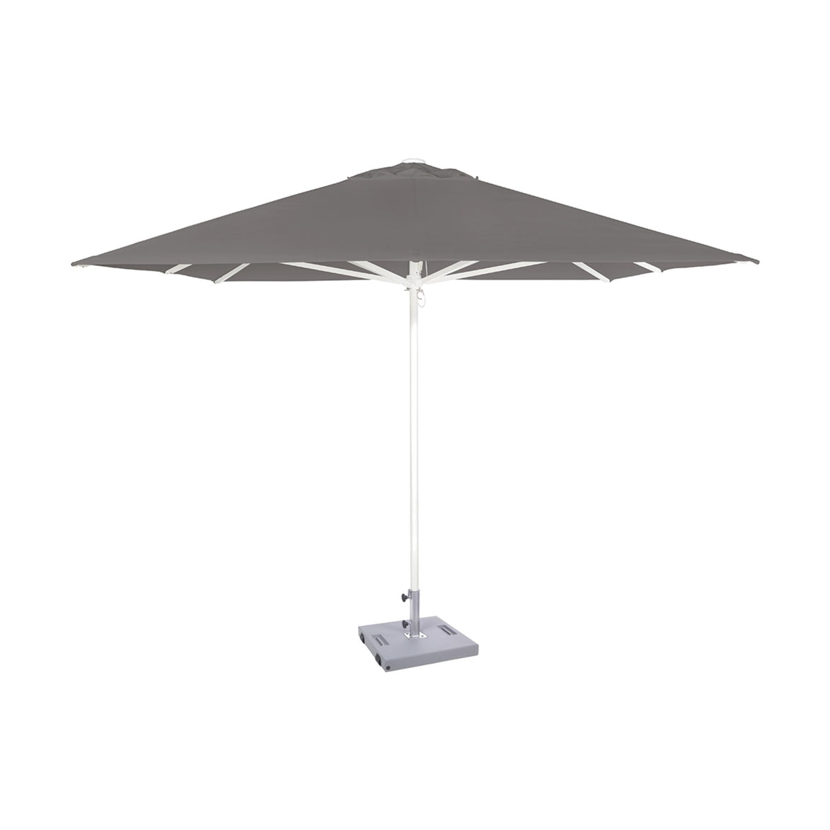 Parasol Formentera 300 x 300 cm Ezpeleta, structure blanche, toile anthracite, sans volants