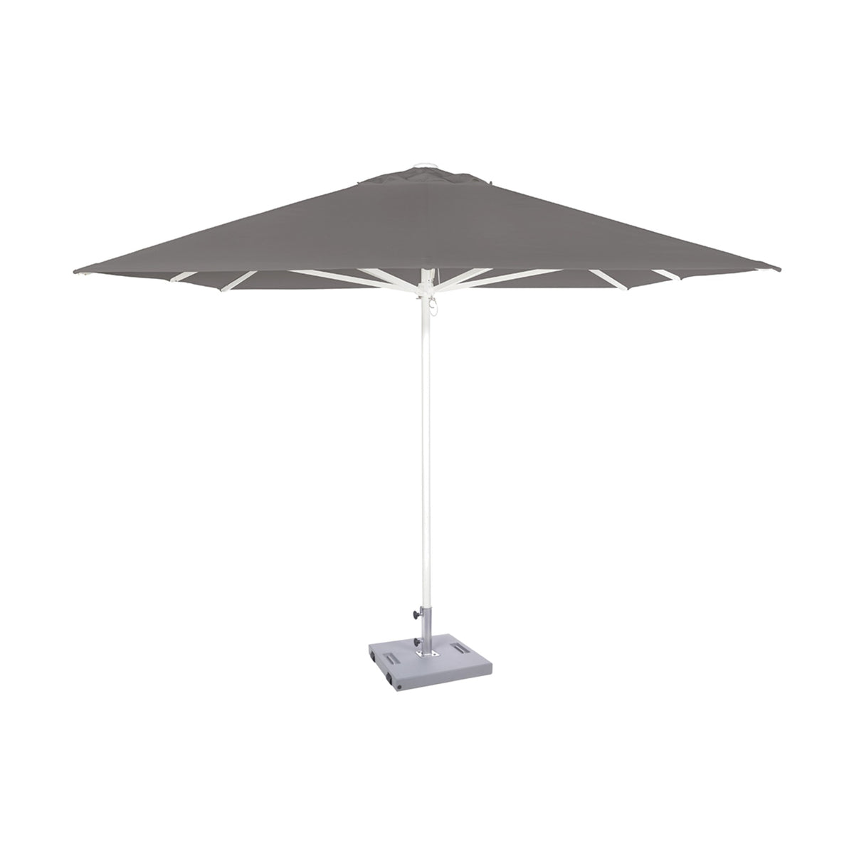 Parasol Formentera 300 x 300 cm Ezpeleta, structure blanche, toile anthracite, sans volants