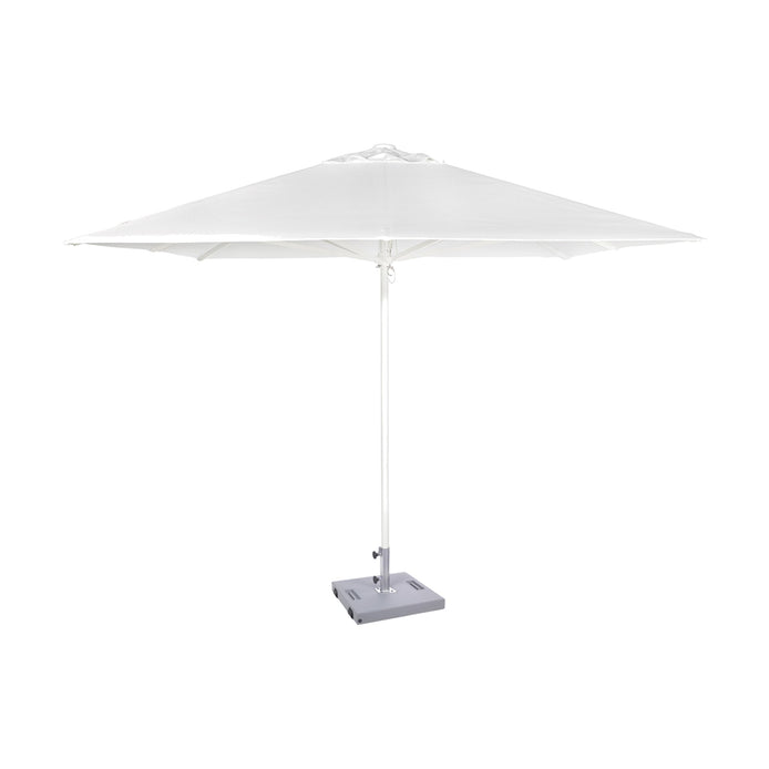 Parasol Formentera 300 x 300 cm Ezpeleta, structure blanche, toile blanche, sans volants