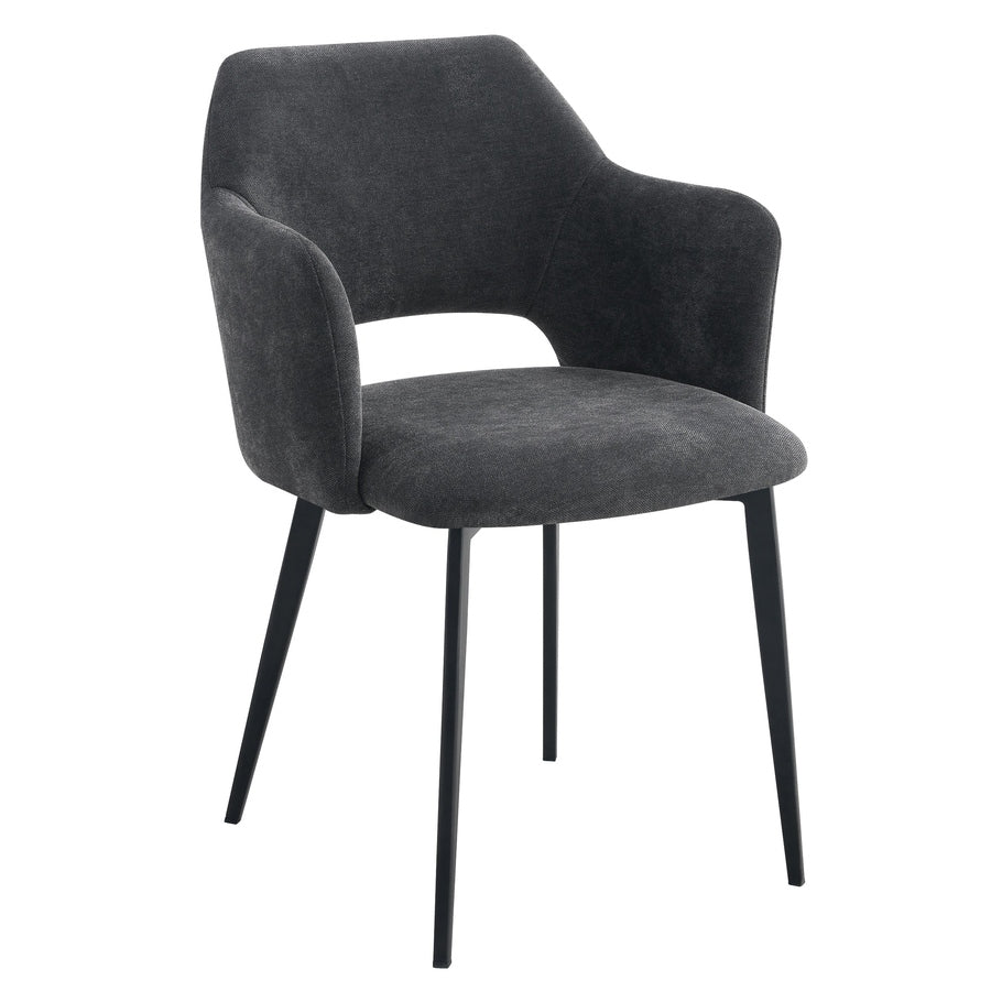 Fauteuil Gaspard — fauteuil de restaurant métal noir à accoudoirs arrondis et pieds effilés