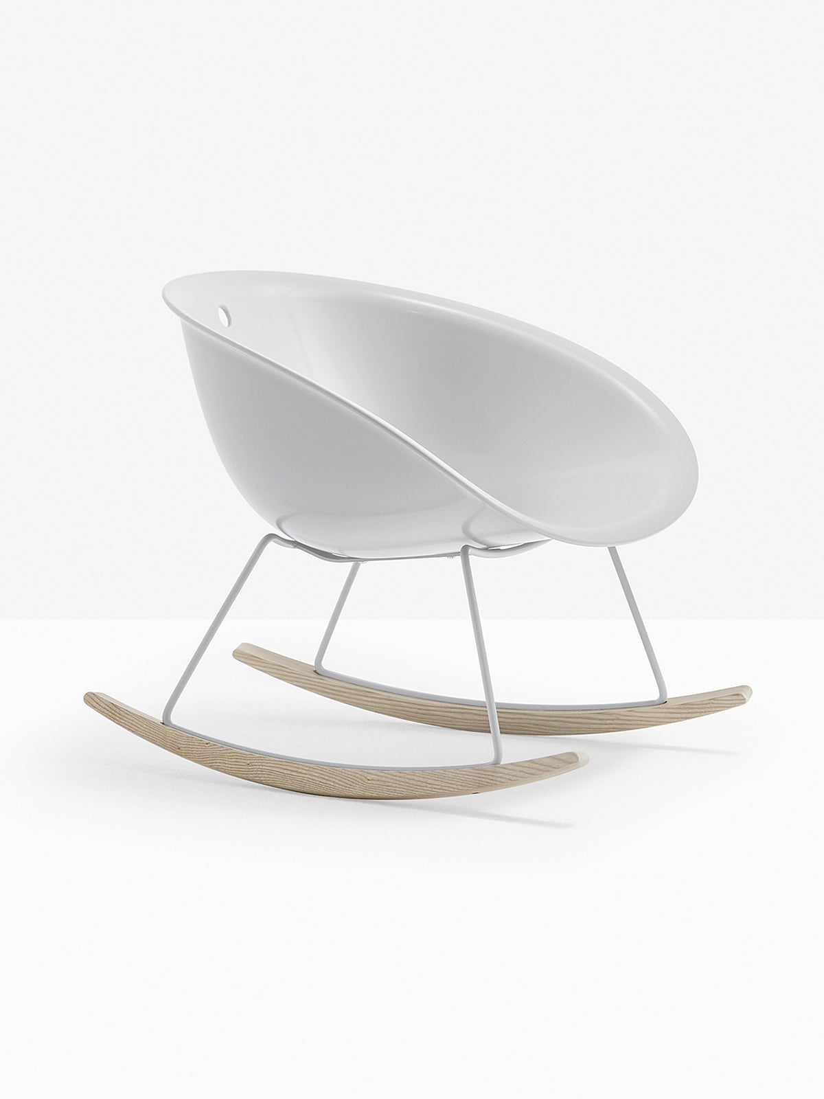 Fauteuil à bascule Gliss 350 Pedrali blanc, patins frêne