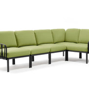 Canapé d'angle Komodo 5 Nardi – structure anthracite, coussins Avocado