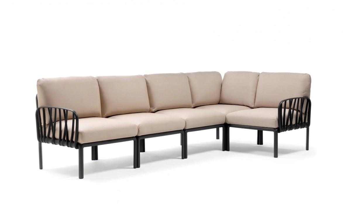 Canapé d'angle Komodo 5 Nardi – structure anthracite, coussins Canvas