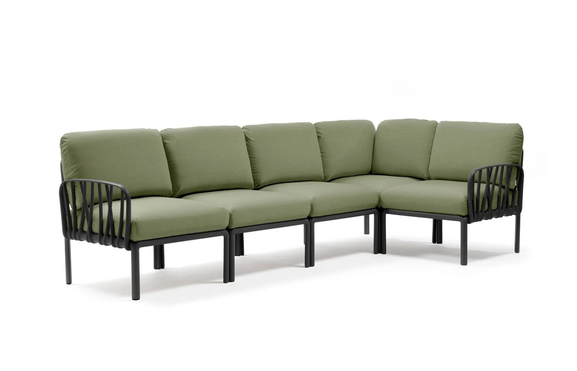 Canapé d'angle Komodo 5 Nardi – structure anthracite, coussins Giungla