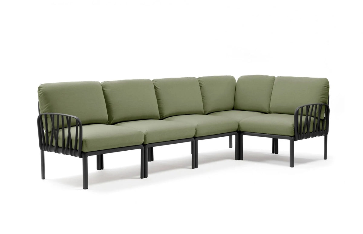 Canapé d'angle Komodo 5 Nardi – structure anthracite, coussins Giungla