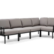Canapé d'angle Komodo 5 Nardi – structure anthracite, coussins Grigio Komodo