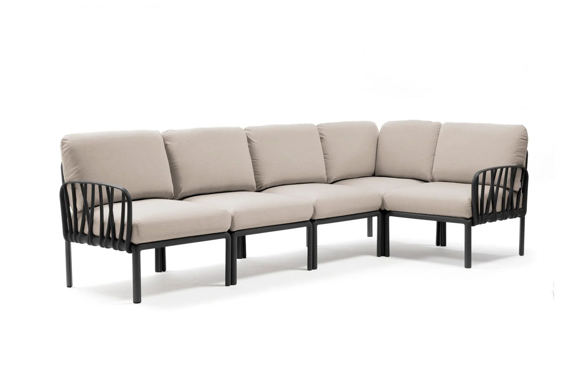 Canapé d'angle Komodo 5 Nardi – structure anthracite, coussins Panama