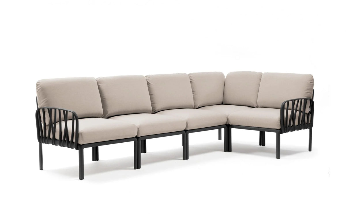 Canapé d'angle Komodo 5 Nardi – structure anthracite, coussins Panama