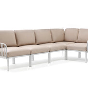 Canapé d'angle Komodo 5 Nardi – structure blanc, coussins Canvas