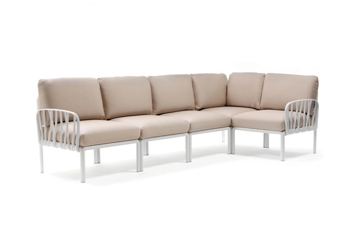 Canapé d'angle Komodo 5 Nardi – structure blanc, coussins Canvas