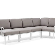 Canapé d'angle Komodo 5 Nardi – structure blanc, coussins Grigio Komodo