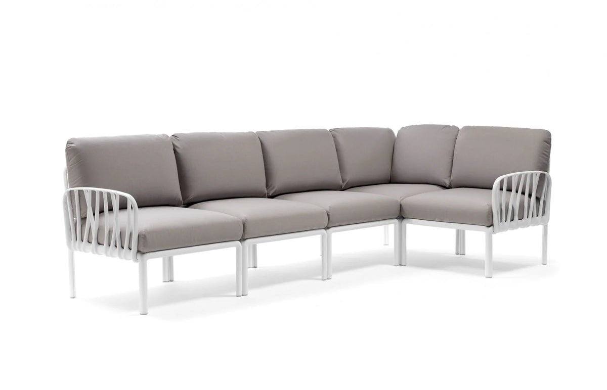 Canapé d'angle Komodo 5 Nardi – structure blanc, coussins Grigio Komodo