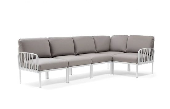 Canapé d'angle Komodo 5 Nardi – structure blanc, coussins Grigio Komodo