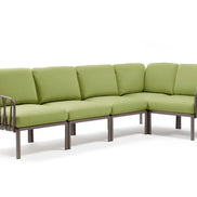 Canapé d'angle Komodo 5 Nardi – structure gris tourterelle, coussins Avocado