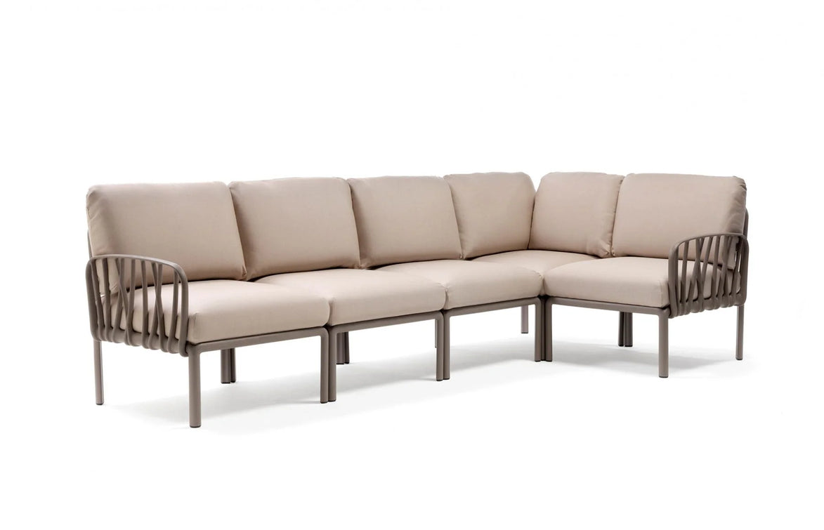 Canapé d'angle Komodo 5 Nardi – structure gris tourterelle, coussins Canvas