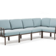 Canapé d'angle Komodo 5 Nardi – structure gris tourterelle, coussins Ghiaccio