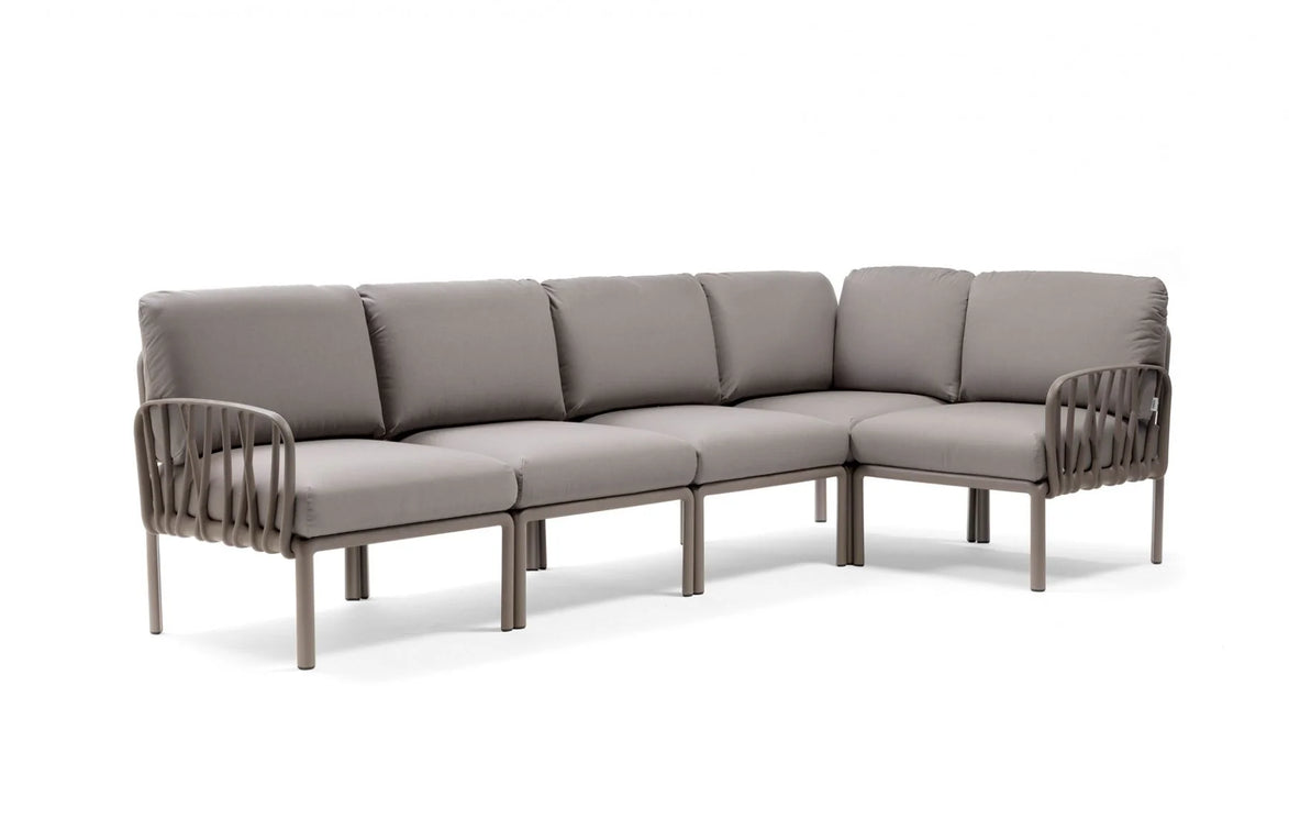 Canapé d'angle Komodo 5 Nardi – structure gris tourterelle, coussins Grigio Komodo