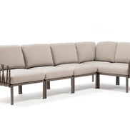 Canapé d'angle Komodo 5 Nardi – structure gris tourterelle, coussins Panama