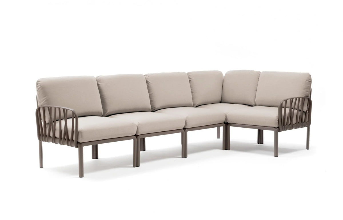 Canapé d'angle Komodo 5 Nardi – structure gris tourterelle, coussins Panama