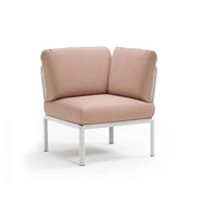 Élément d'angle Komodo Nardi – structure blanc, coussins Rosa quarzo