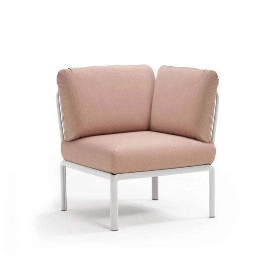 Élément d'angle Komodo Nardi – structure blanc, coussins Rosa quarzo