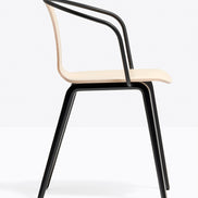 Fauteuil Jamaica 2915 assise frêne, pieds noirs, vue de profil
