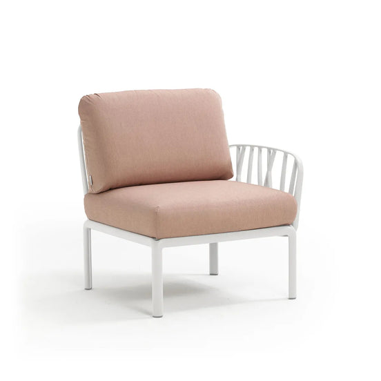 Élément d'extrémité Komodo Nardi – structure blanc, coussins Rosa quarzo