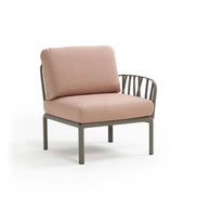 Élément d'extrémité Komodo Nardi – structure gris tourterelle, coussins Rosa quarzo