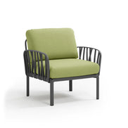 Fauteuil lounge Komodo Nardi – structure anthracite, coussins Avocado