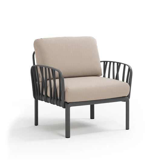 Fauteuil lounge Komodo Nardi – structure anthracite, coussins Canvas