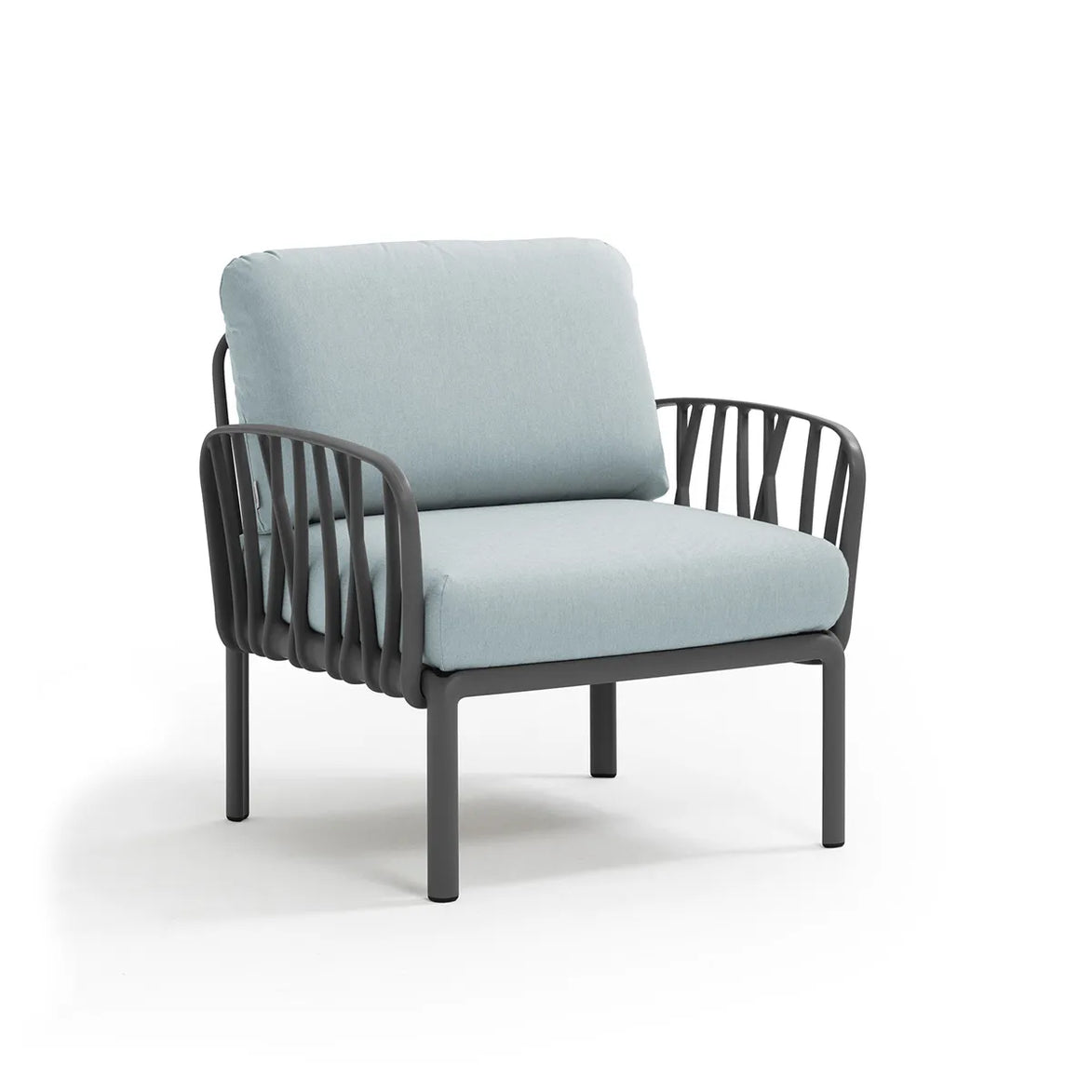 Fauteuil lounge Komodo Nardi – structure anthracite, coussins Ghiaccio