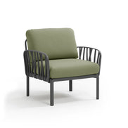 Fauteuil lounge Komodo Nardi – structure anthracite, coussins Giungla