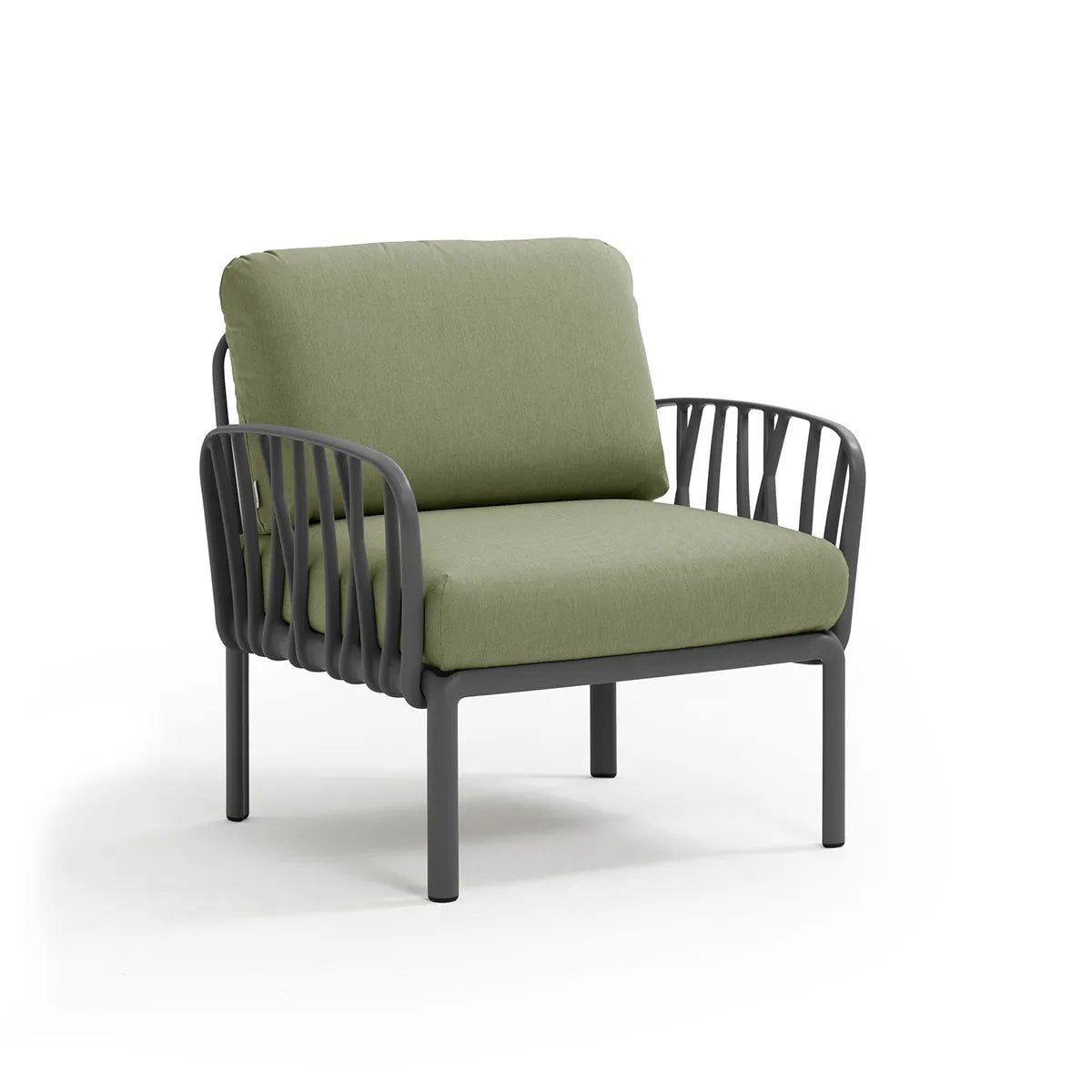 Fauteuil lounge Komodo Nardi – structure anthracite, coussins Giungla
