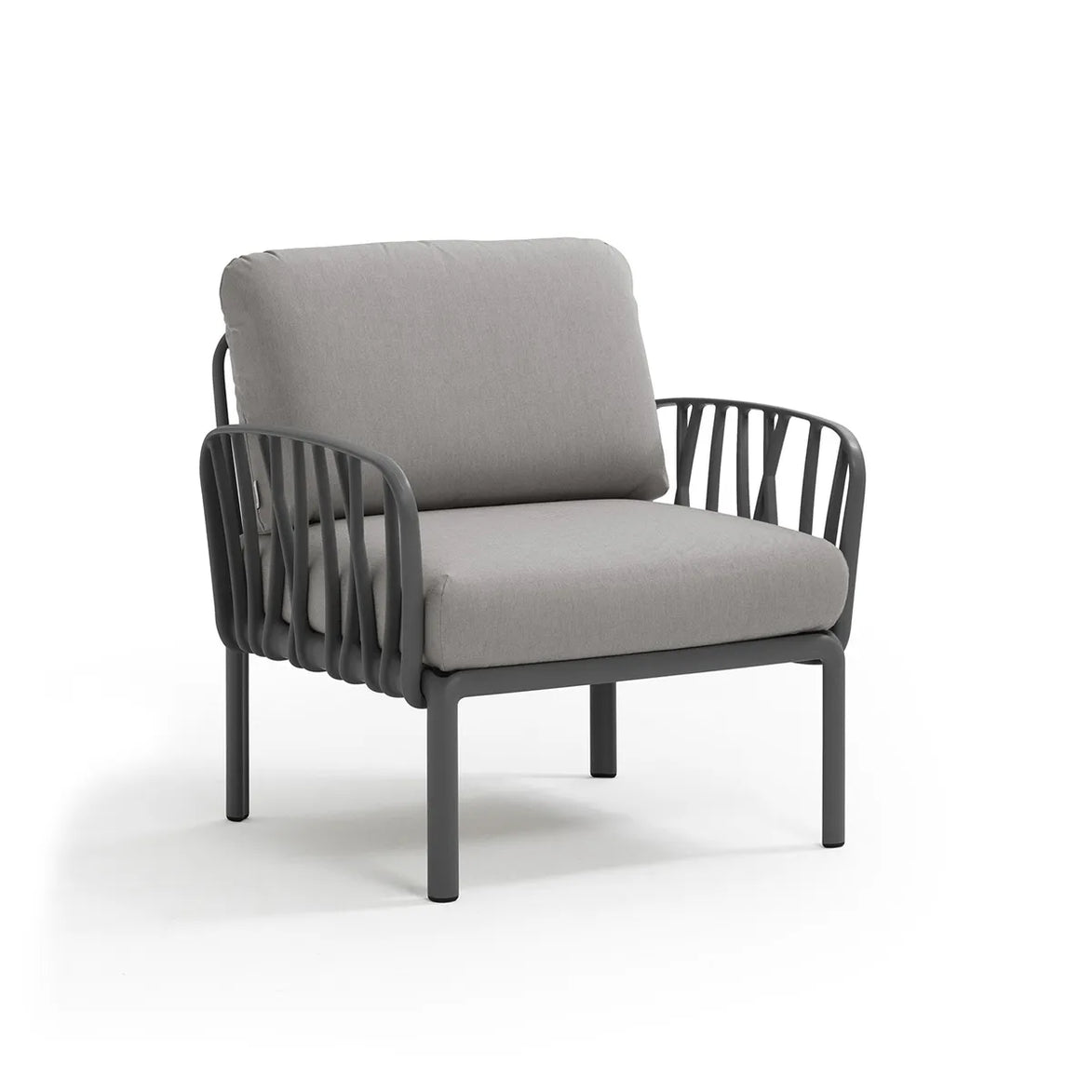 Fauteuil lounge Komodo Nardi – structure anthracite, coussins Grigio Komodo