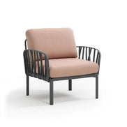 Fauteuil lounge Komodo Nardi – structure anthracite, coussins Rosa quarzo