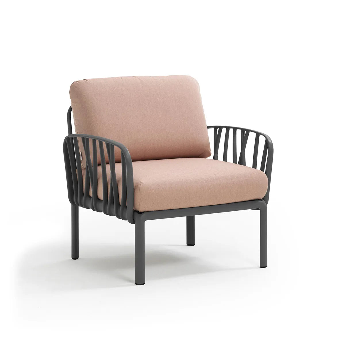 Fauteuil lounge Komodo Nardi – structure anthracite, coussins Rosa quarzo