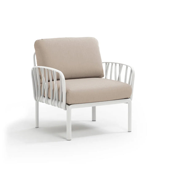 Fauteuil lounge Komodo Nardi – structure blanc, coussins Canvas