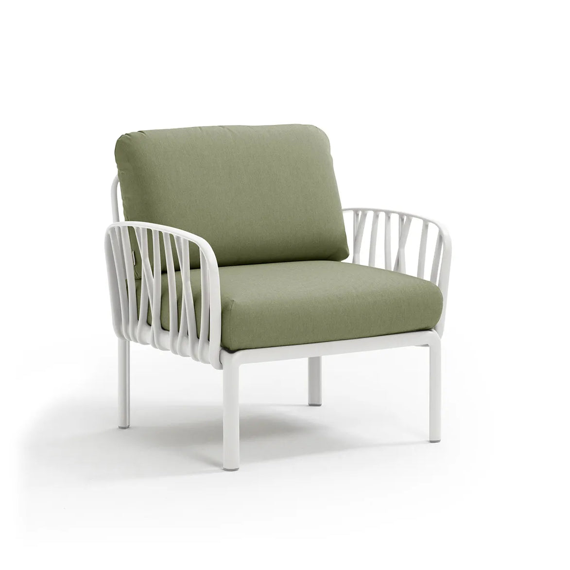 Fauteuil lounge Komodo Nardi – structure blanc, coussins Giungla