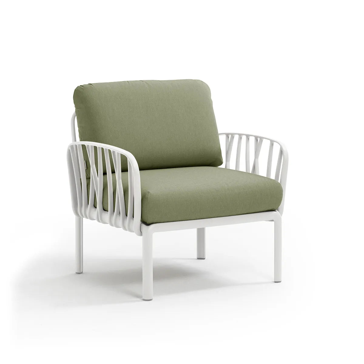 Fauteuil lounge Komodo Nardi – structure blanc, coussins Giungla