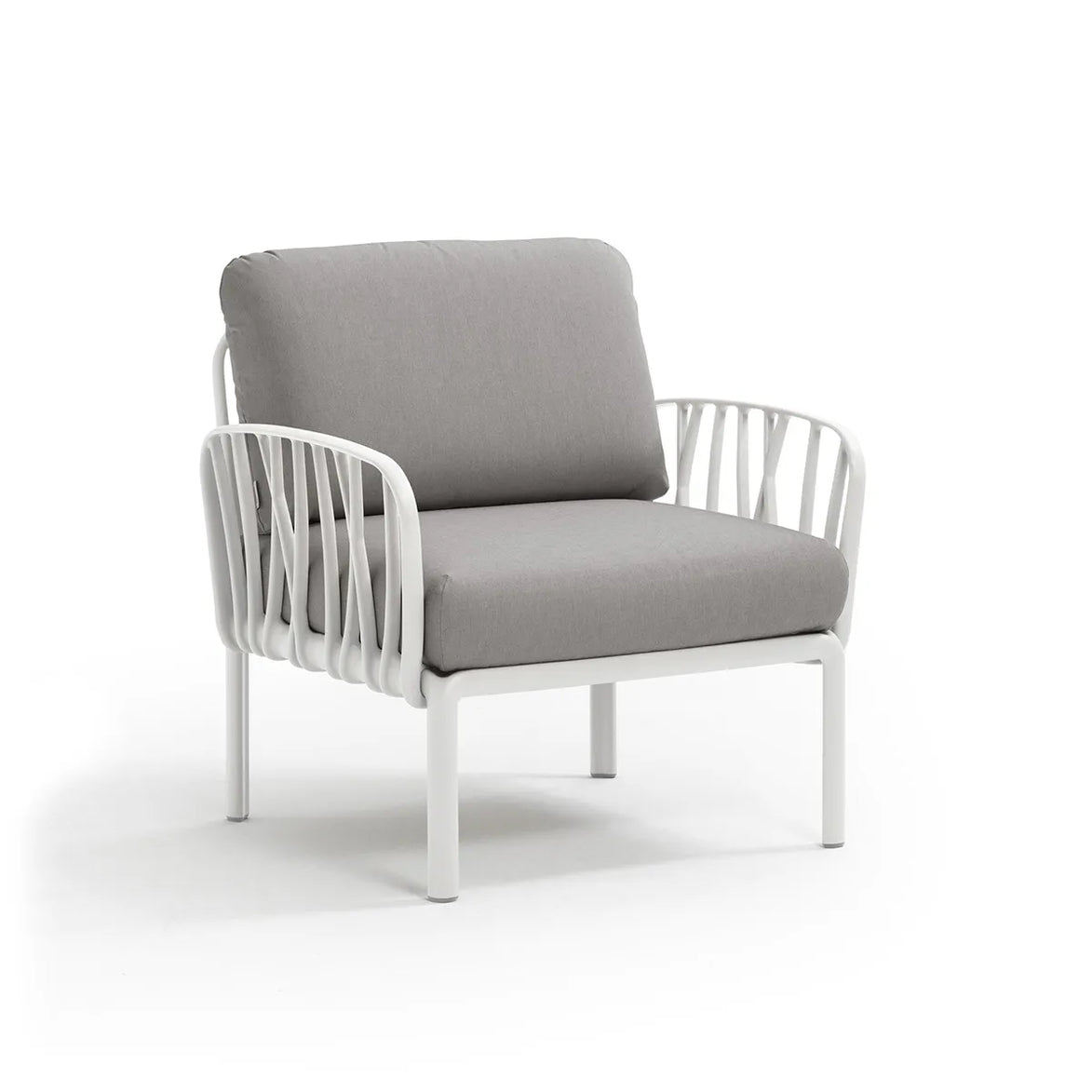 Fauteuil lounge Komodo Nardi – structure blanc, coussins Grigio Komodo