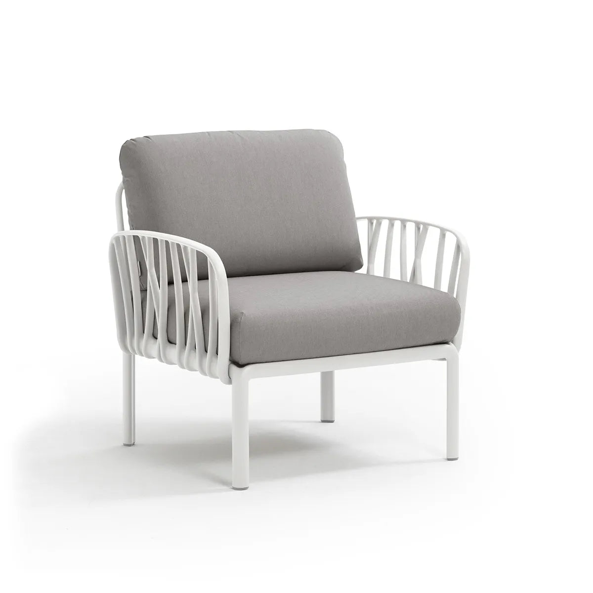 Fauteuil lounge Komodo Nardi – structure blanc, coussins Grigio Komodo