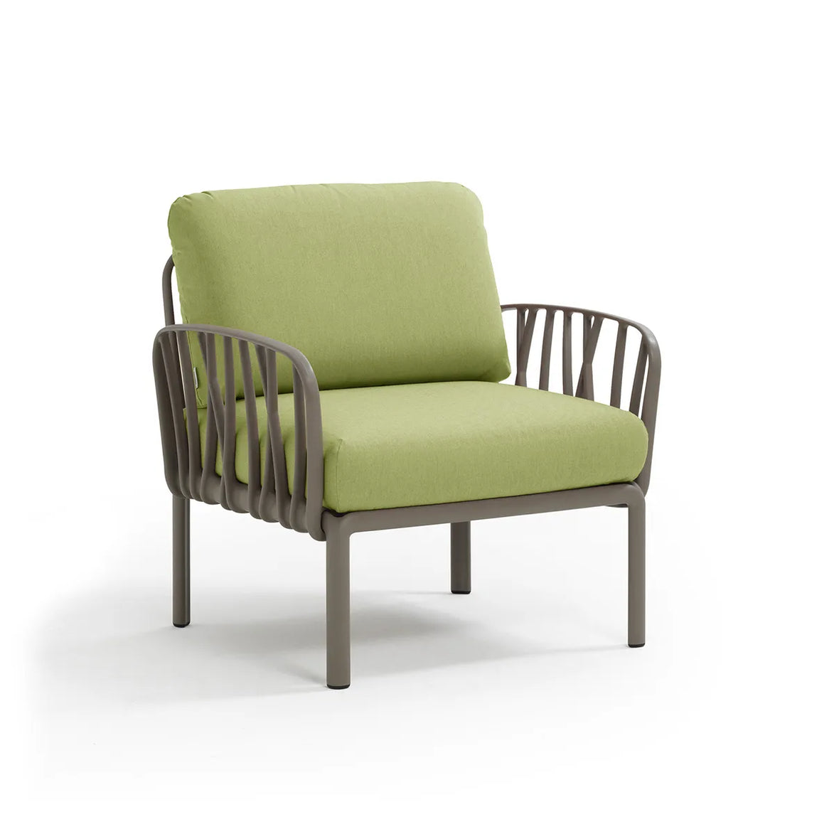 Fauteuil lounge Komodo Nardi – structure gris tourterelle, coussins Avocado