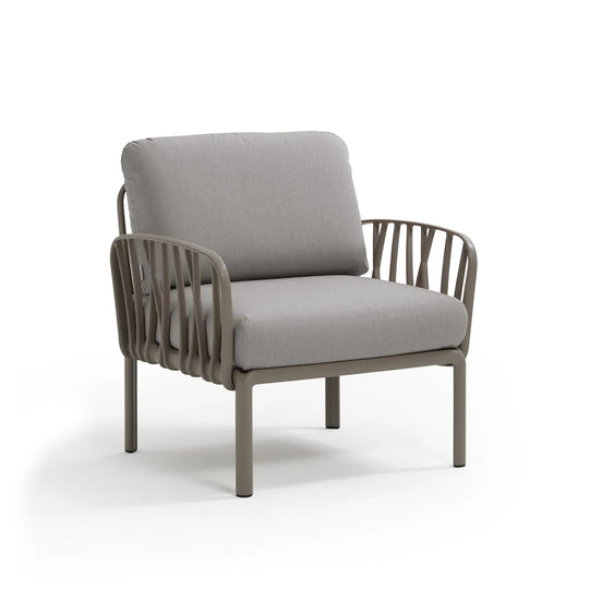 Fauteuil lounge Komodo Nardi – structure gris tourterelle, coussins Grigio Komodo
