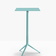 Table complète mange-debout carrée Elliot Pedrali — plateau acier et piètement de bar coloris Bleu ciel AZ100