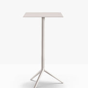 Table complète mange-debout carrée Elliot Pedrali — plateau acier et piètement de bar coloris Beige BE100