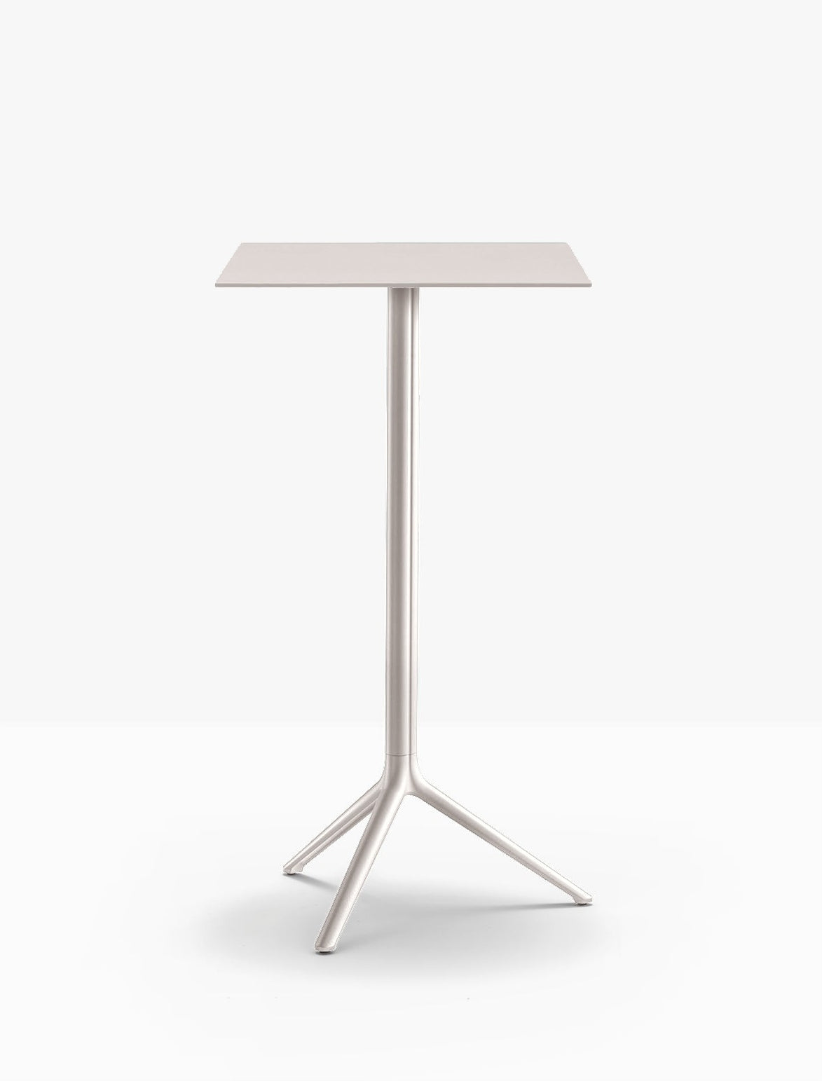 Table complète mange-debout carrée Elliot Pedrali — plateau acier et piètement de bar coloris Beige BE100