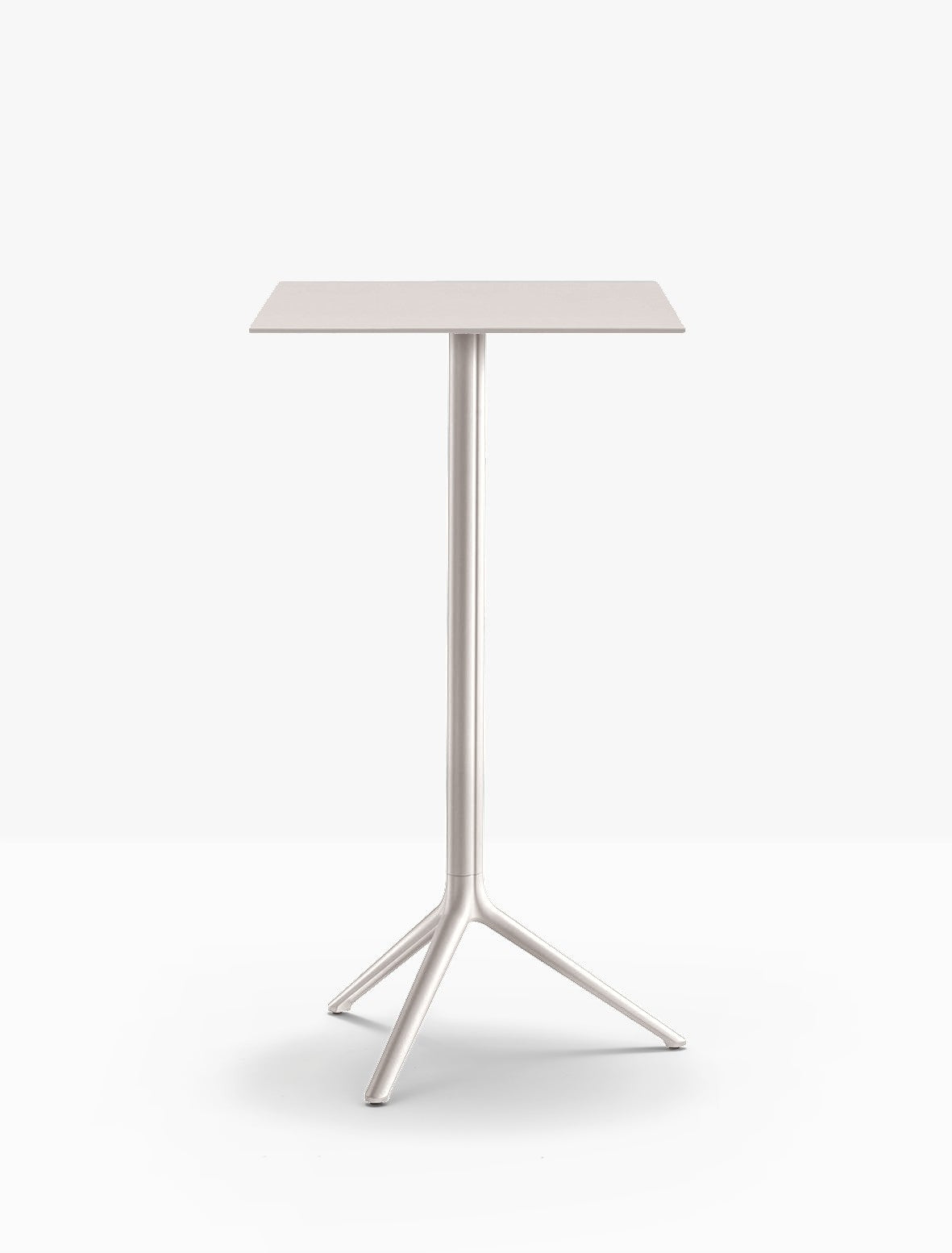 Table complète mange-debout carrée Elliot Pedrali — plateau acier et piètement de bar coloris Beige BE100
